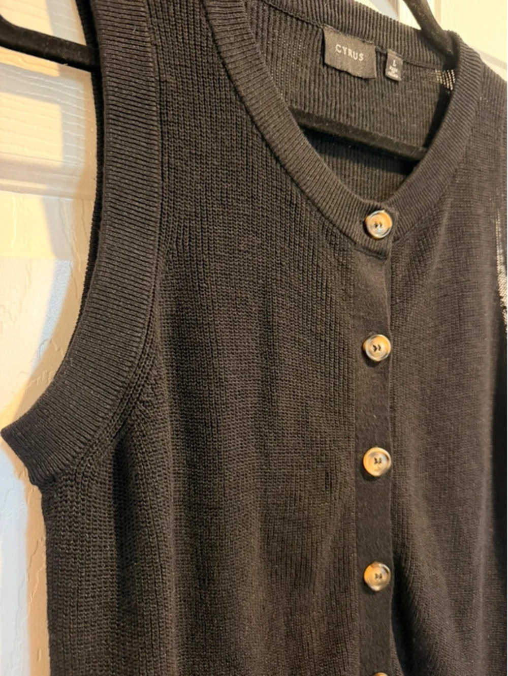 Cyrus Black Knit Button Front Sweater Vest – Size Large
